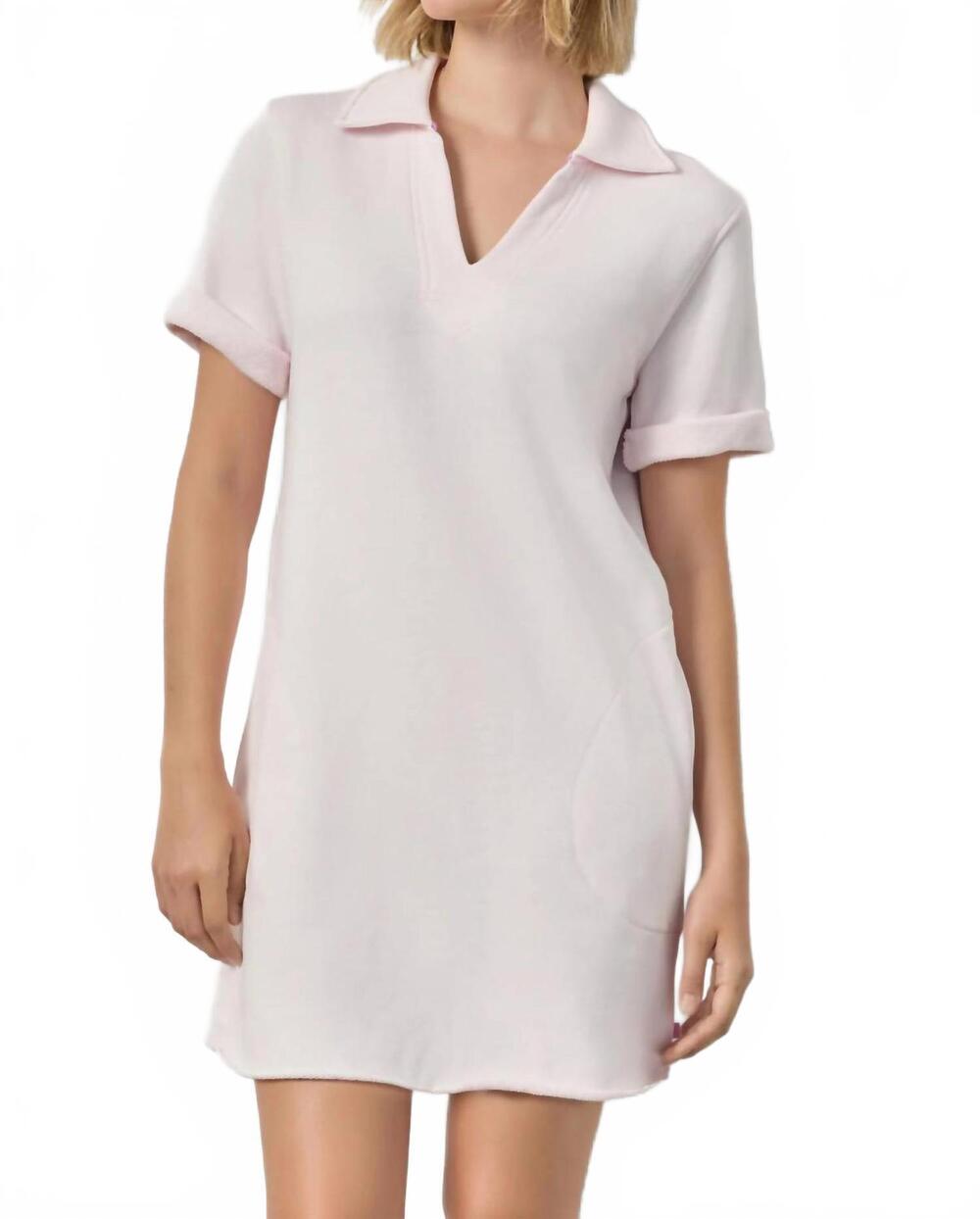 NEW LILLA P raw hem terry dress in rosewater
